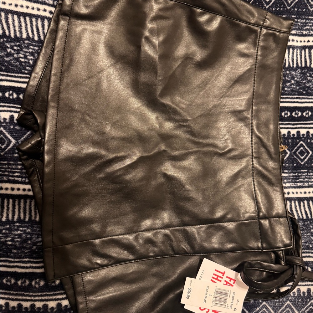 Black Faux Leather Shorts